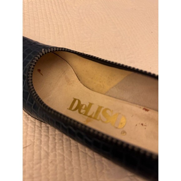 VINTAGE* RARE sz 6 DeLiso Blue Gator-embossed Go-Go Heels Retro PumpsShoes … - Picture 5 of 13